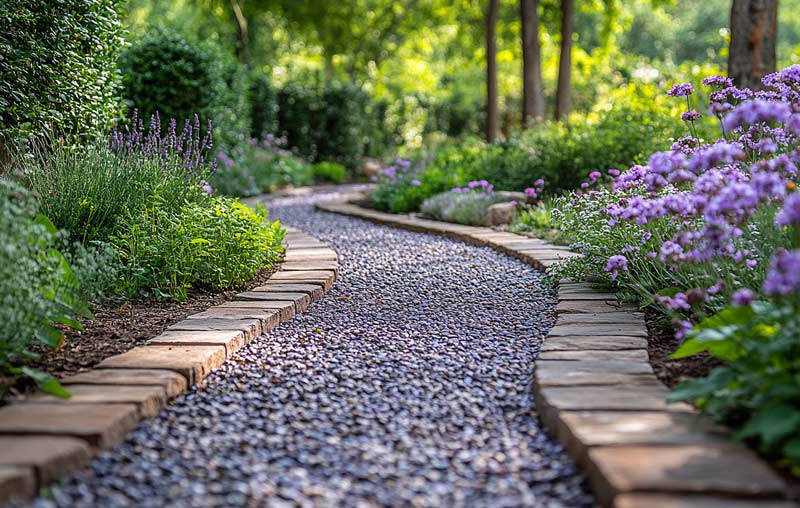 graviers dans l'allée du jardin